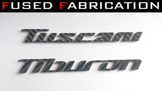 hyundai coupe / tuscani / tiburon carbon badge